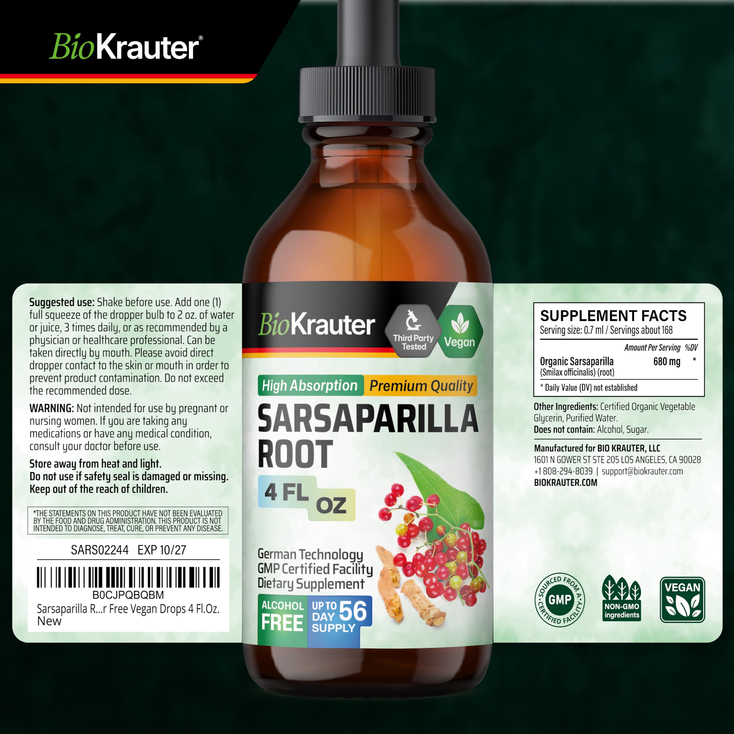 Presentación de regalo con frasco Bio Krauter, ideal para bienestar