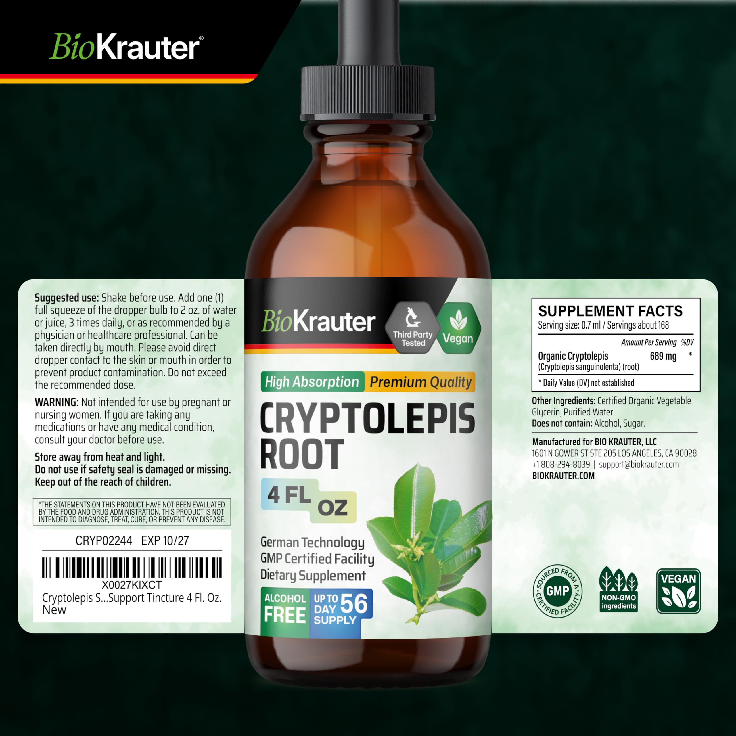 BIO KRAUTER envase en ambiente natural resaltando origen vegetal