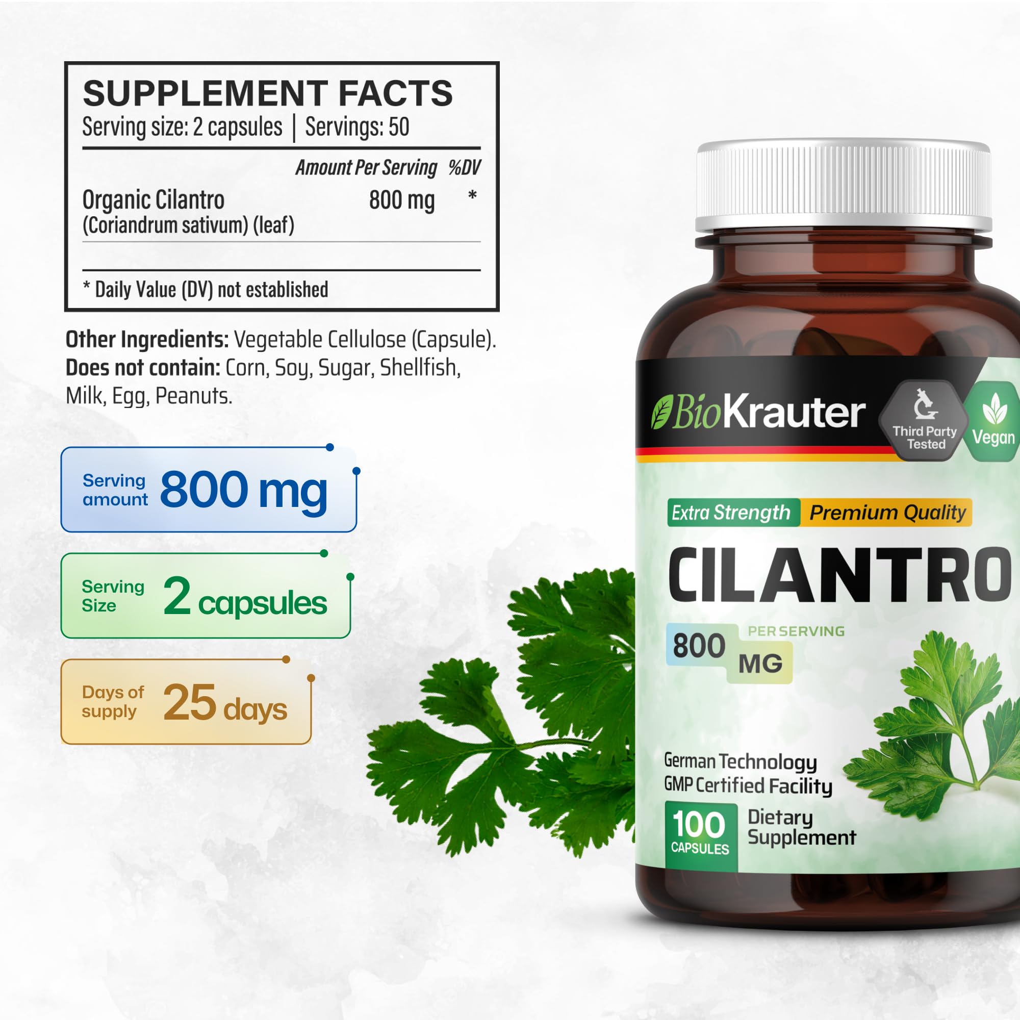 BIO KRAUTER polvo de cilantro detalle de textura natural