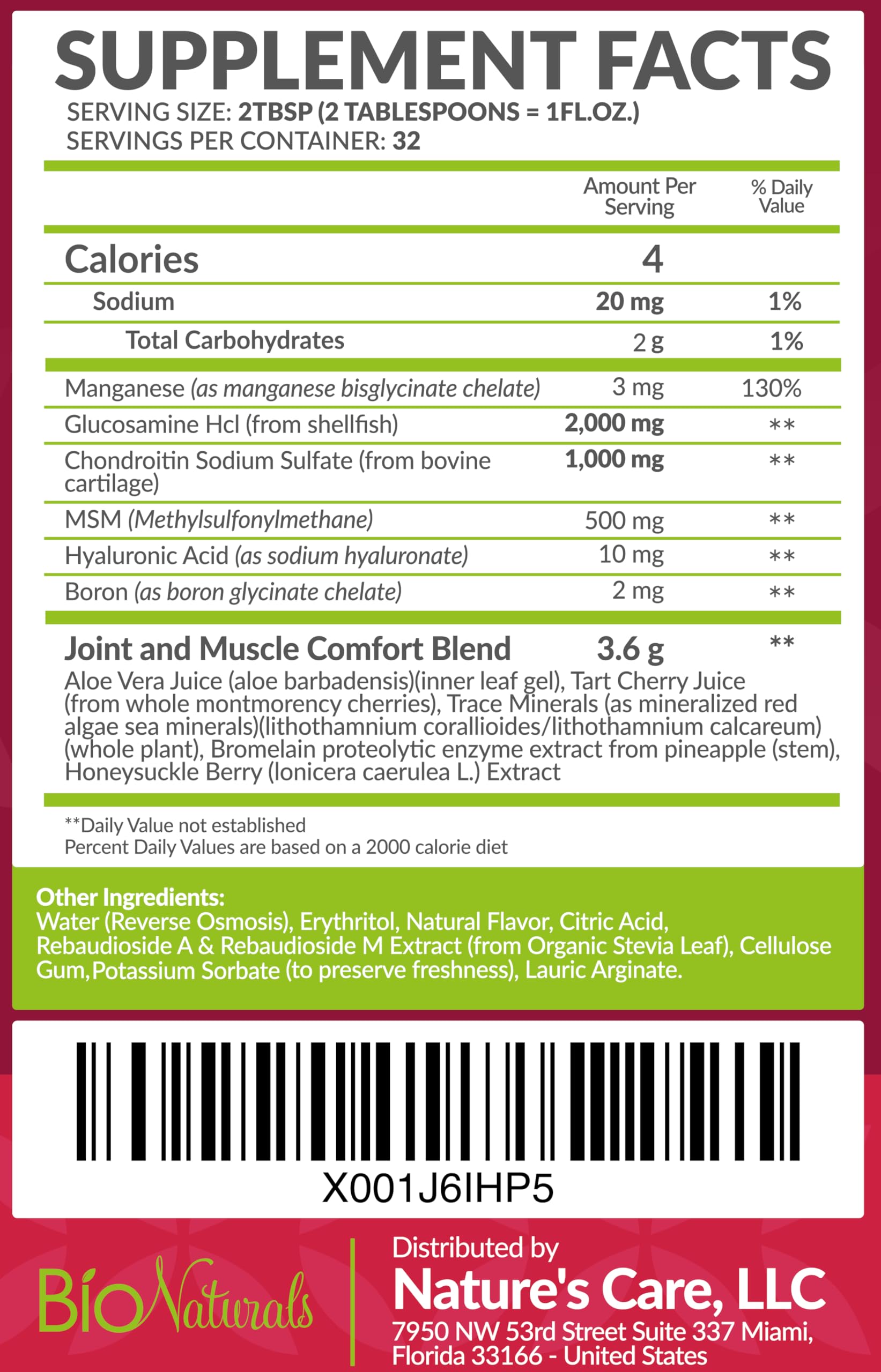 Bio Naturals etiqueta detalle con ingredientes y ventaja de dosificación clara