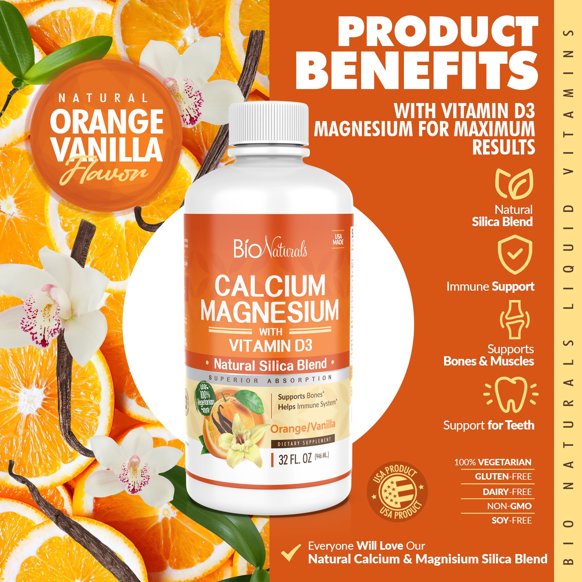 Bio Naturals vertiendo dosis en vaso para toma diaria cómoda