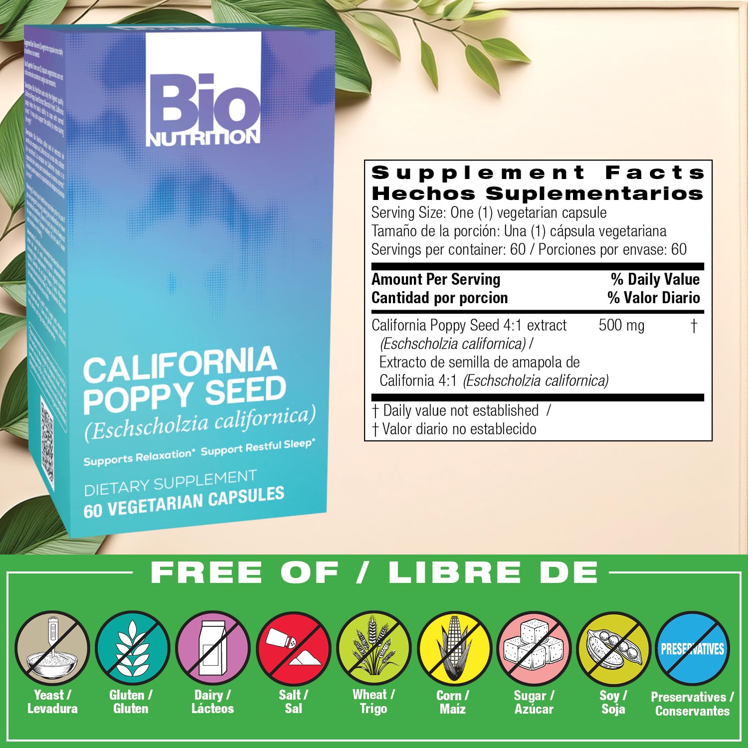 Bio Nutrition primer plano de una vegi-cap mostrando textura y tamaño