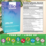 Bio Nutrition etiqueta Urilow detalle de ingredientes y beneficio de transparencia