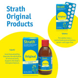Bio-Strath junto a muesli ilustrando uso en desayuno nutritivo
