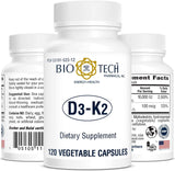 Bio-Tech D3-K2 vista frontal del envase muestra presentación y cantidad