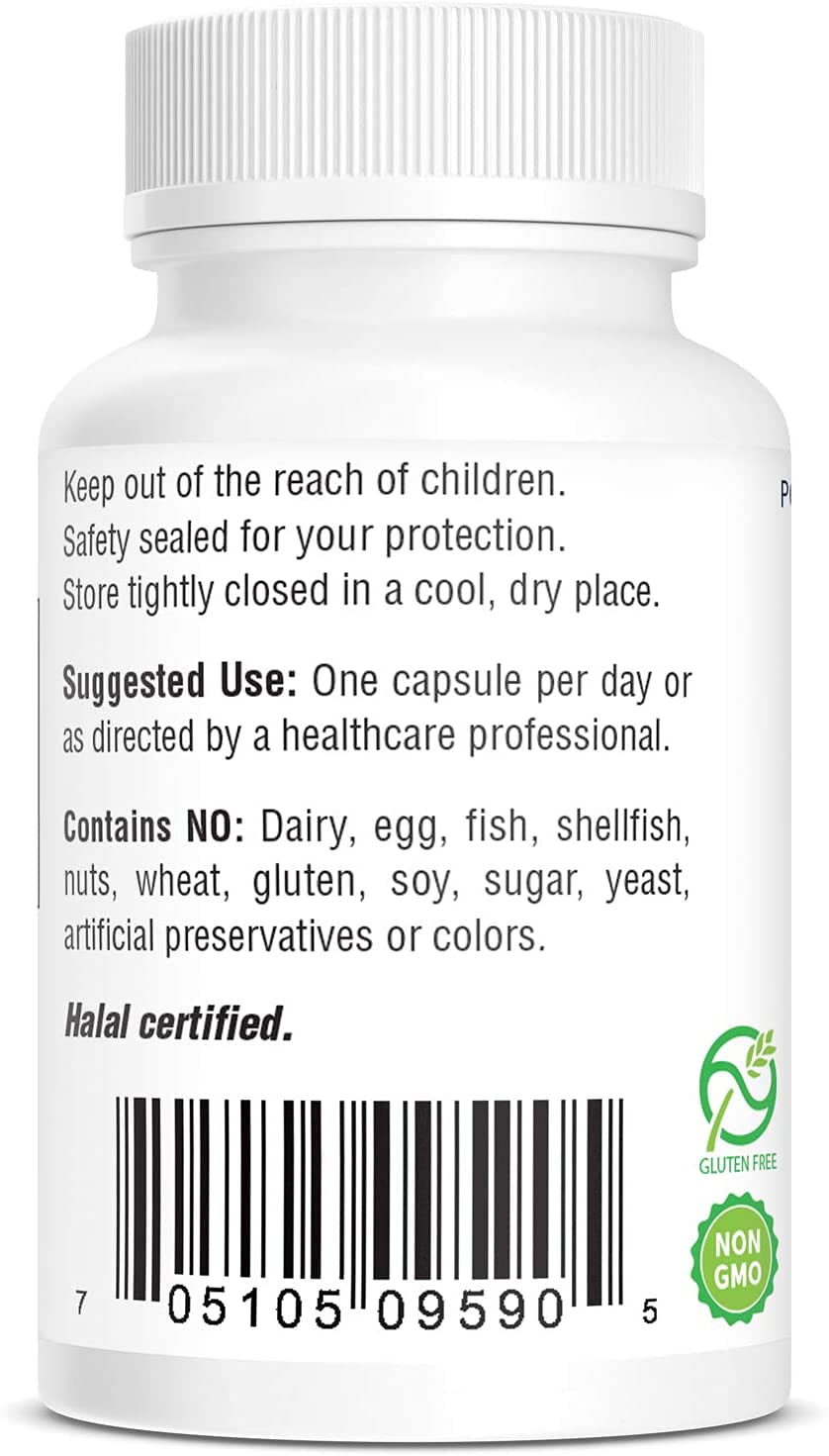 Bio-Tech Pharmacal etiqueta en primer plano destacando ingredientes y libre de alérgenos