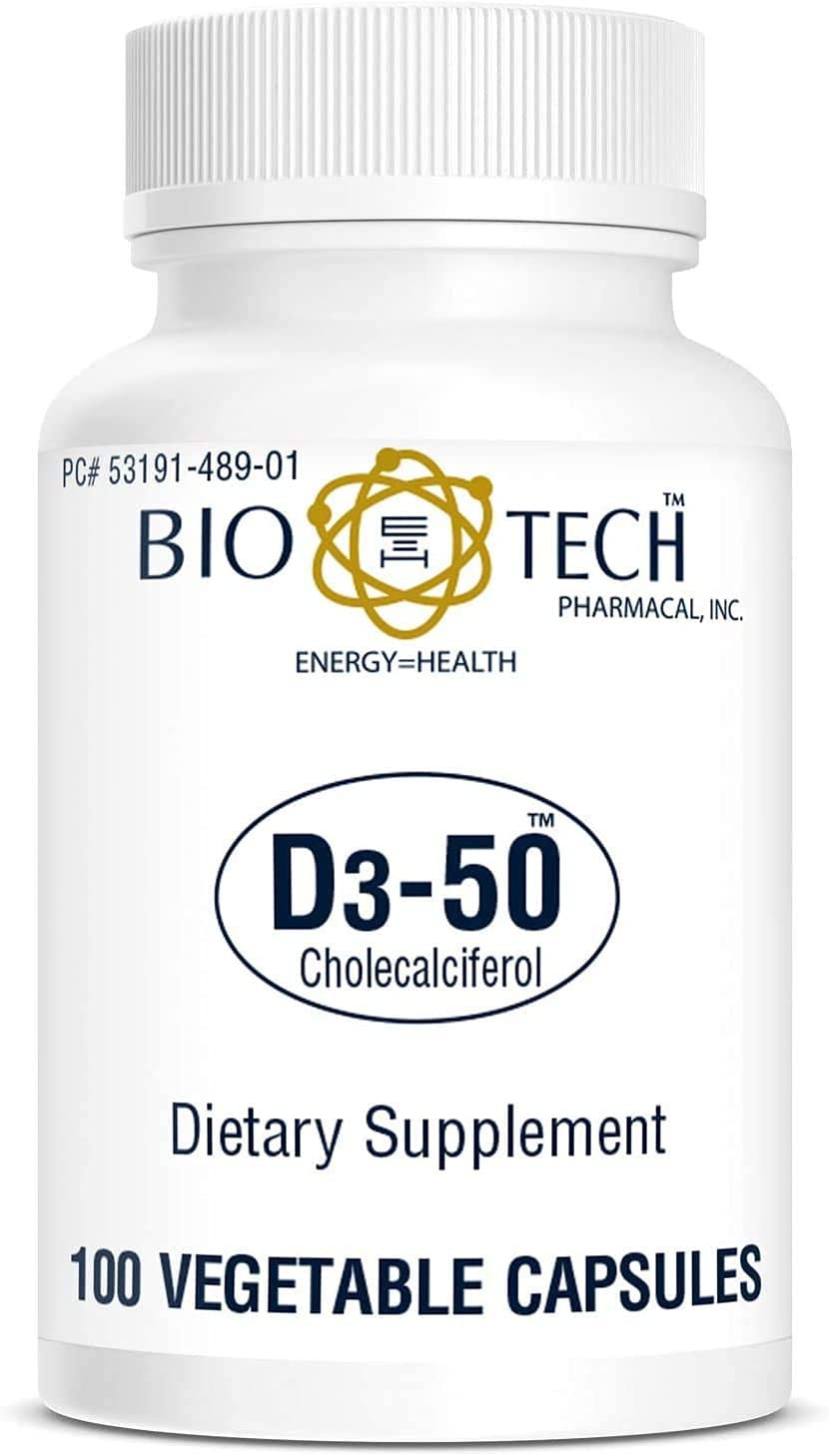 Bio-Tech Pharmacal botella frontal mostrando 100 cápsulas y ventaja de alta potencia