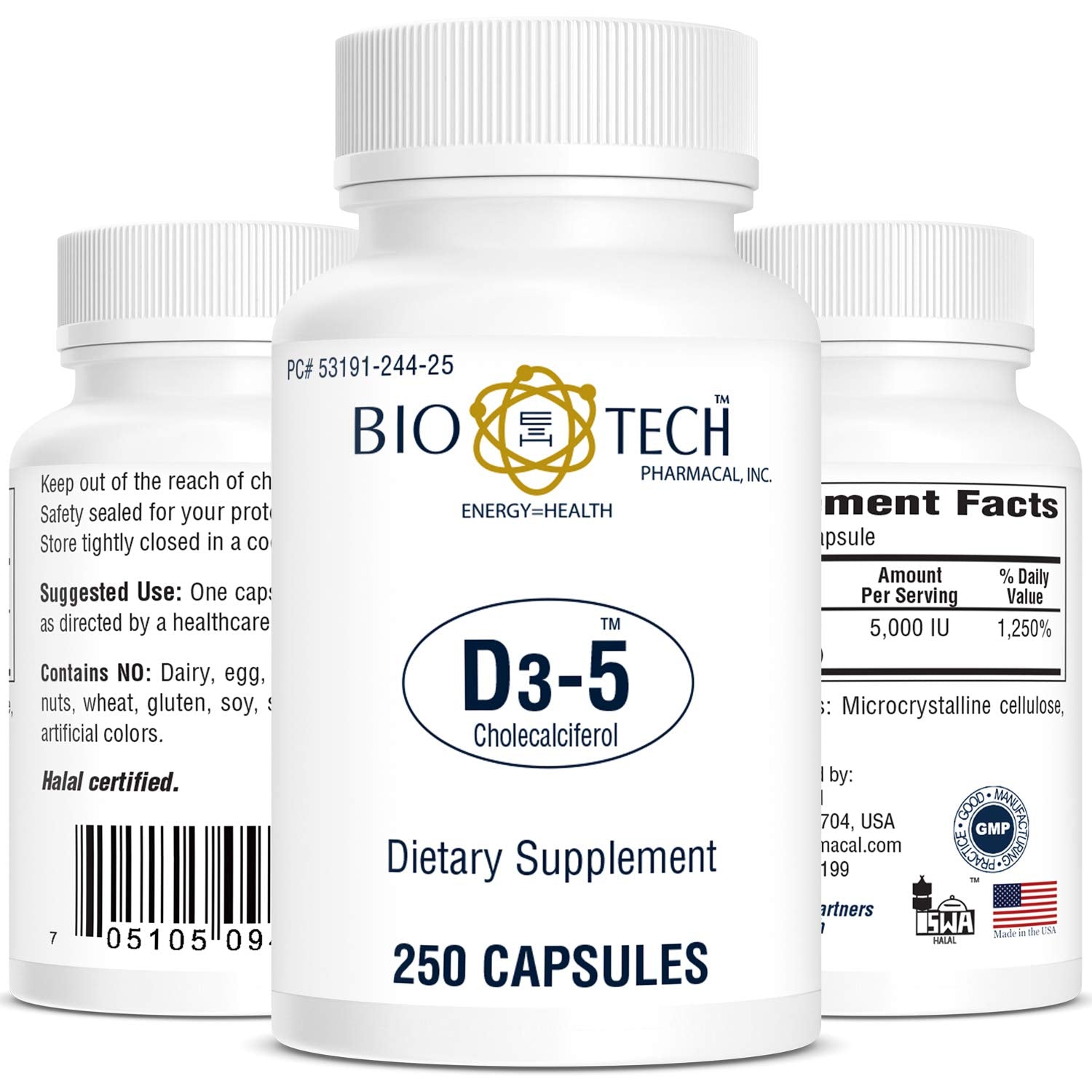 Bio-Tech Pharmacal frasco frontal mostrando etiqueta clara y cantidad