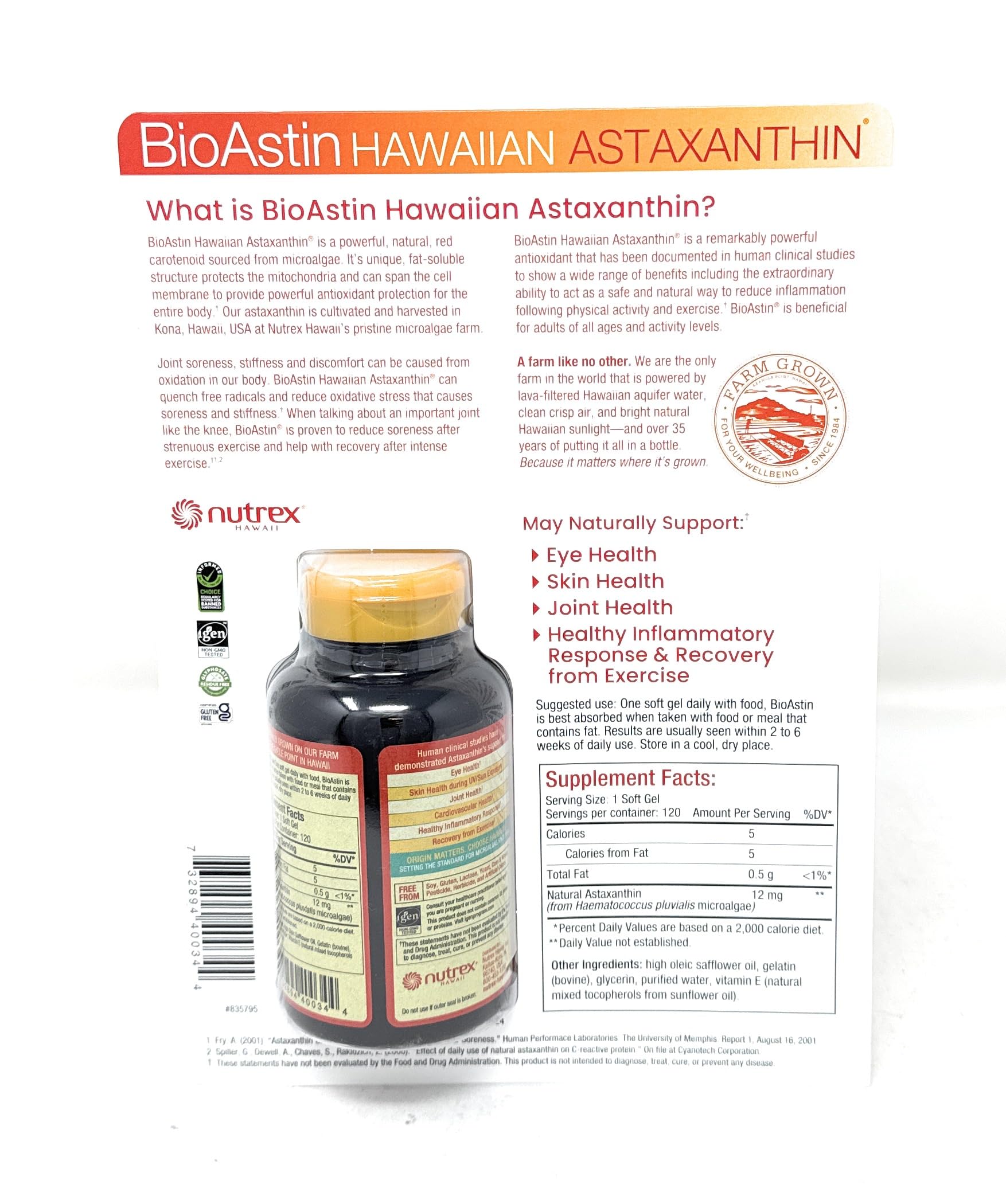 BioAstin cápsula 12 mg en primer plano para fácil identificación y dosificación