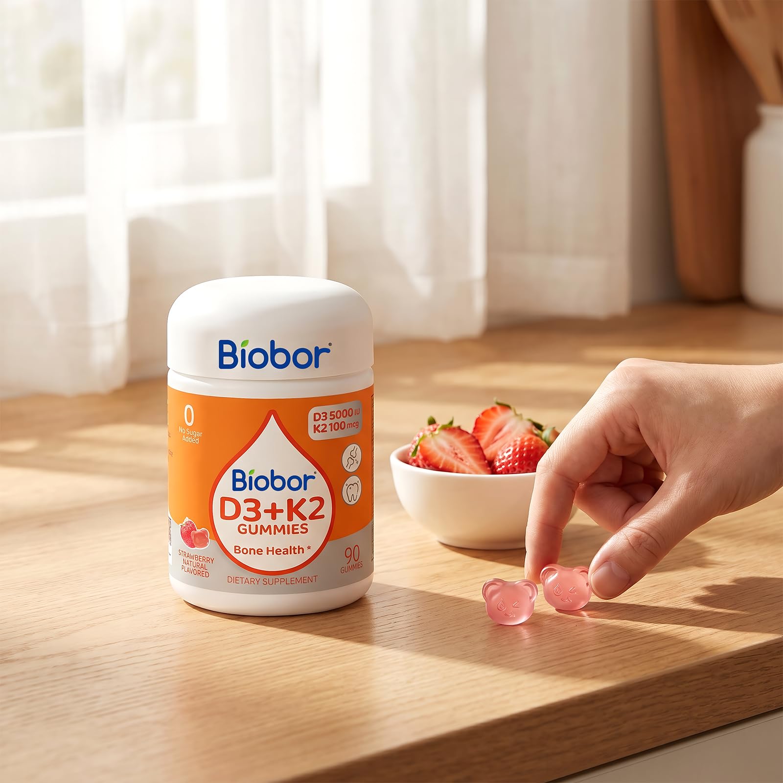 Biobor estilo de vida en mesa desayuno indicando toma diaria sencilla
