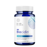Bio-Botanical Research Biocidin frente del envase mostrando la marca y beneficio de equilibrio microbiano