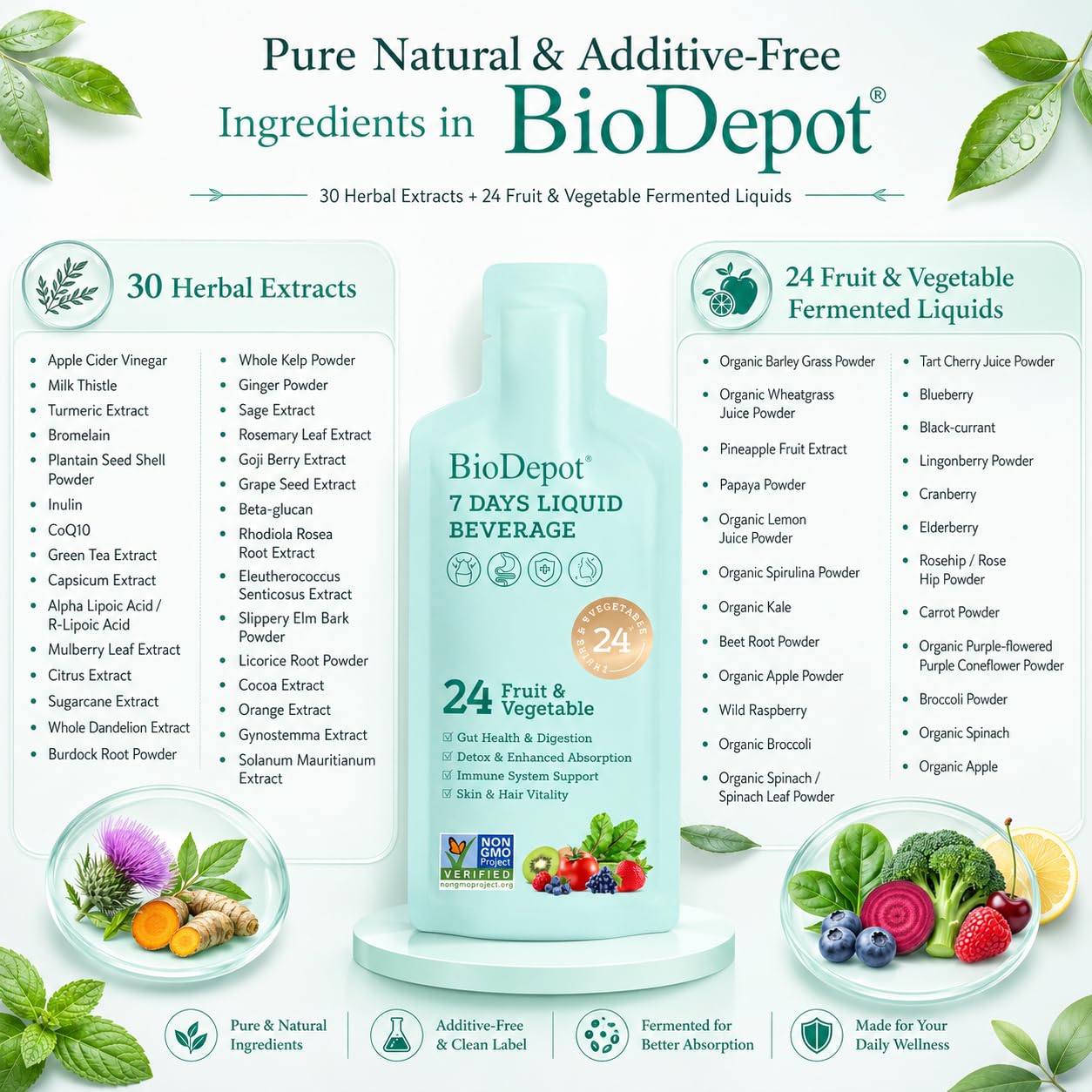 Biodepot bebida en vaso lista para beber y mejorar la regularidad