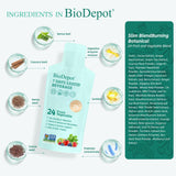 Biodepot etiqueta con lista de 24 frutas y verduras aportando diversidad nutricional