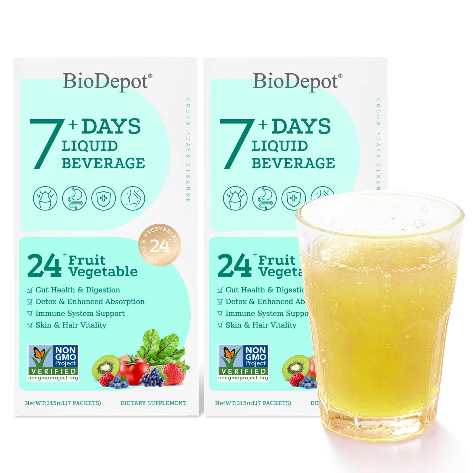 Biodepot vista frontal del pack de 2 para limpieza de 7 días y conveniencia