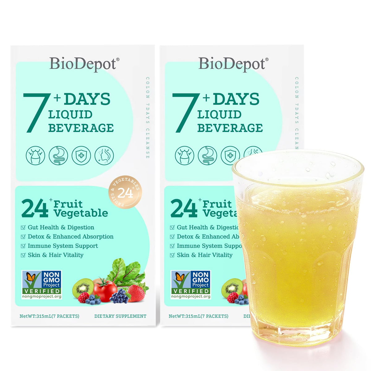 Biodepot vista frontal del pack de 2 para limpieza de 7 días y conveniencia