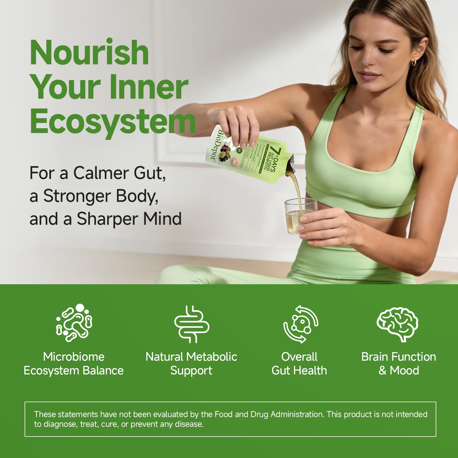 Biodepot sachet abierto primer plano textura y bebida lista