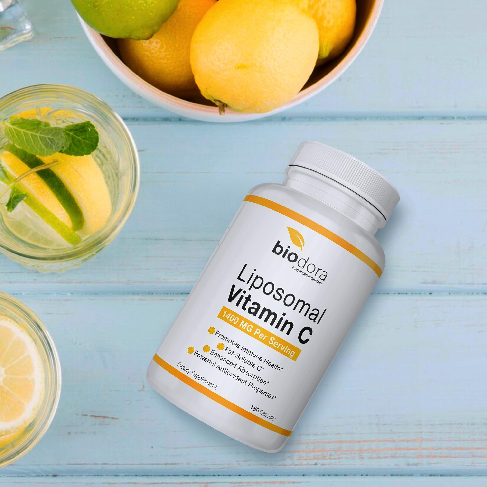 Biodora cápsula textura primer plano demostrando formulación liposomal
