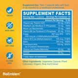 BioEmblem ingredientes activos listados destacando metilfolato y B12