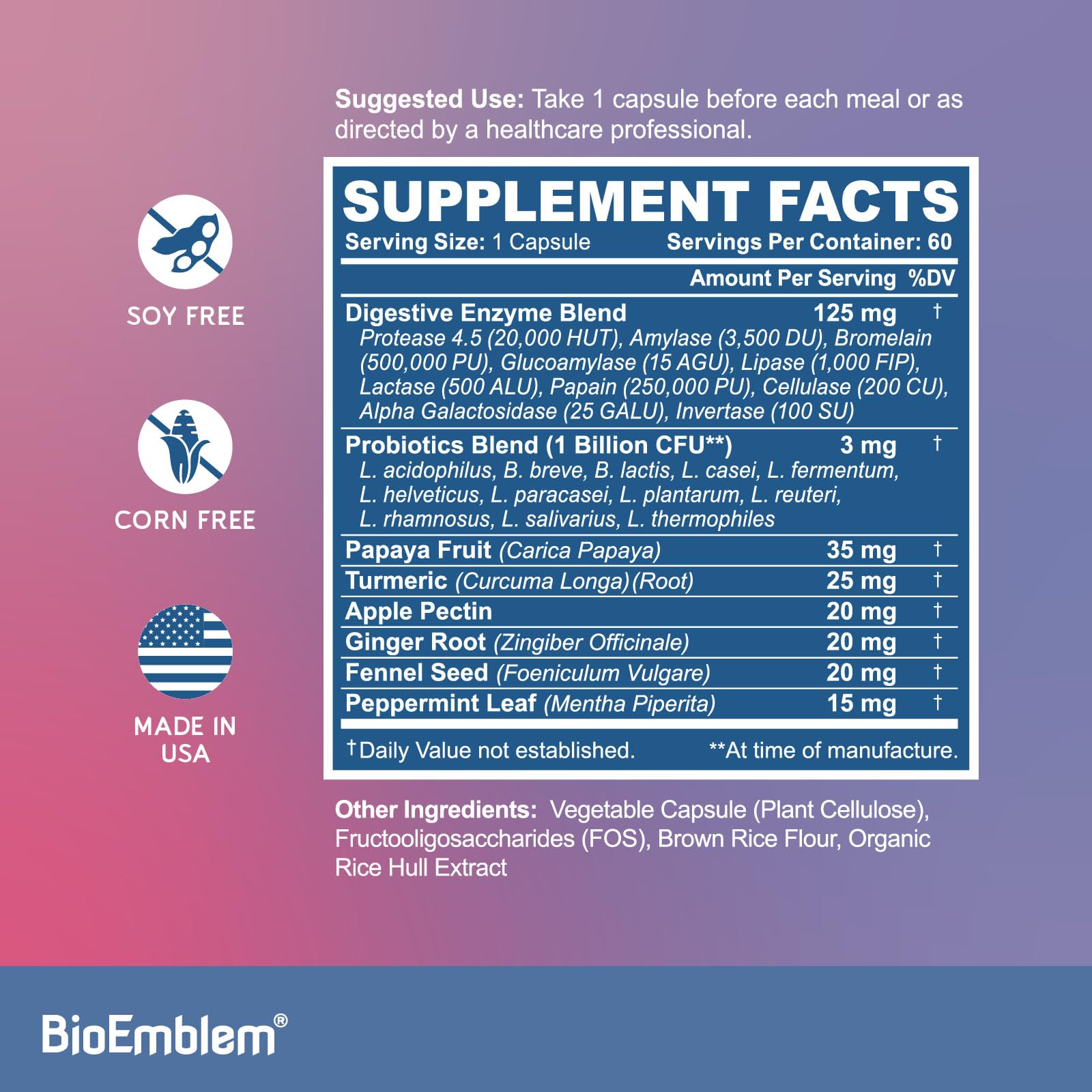 BioEmblem primer plano de cápsulas vegetales mostrando su textura y pureza