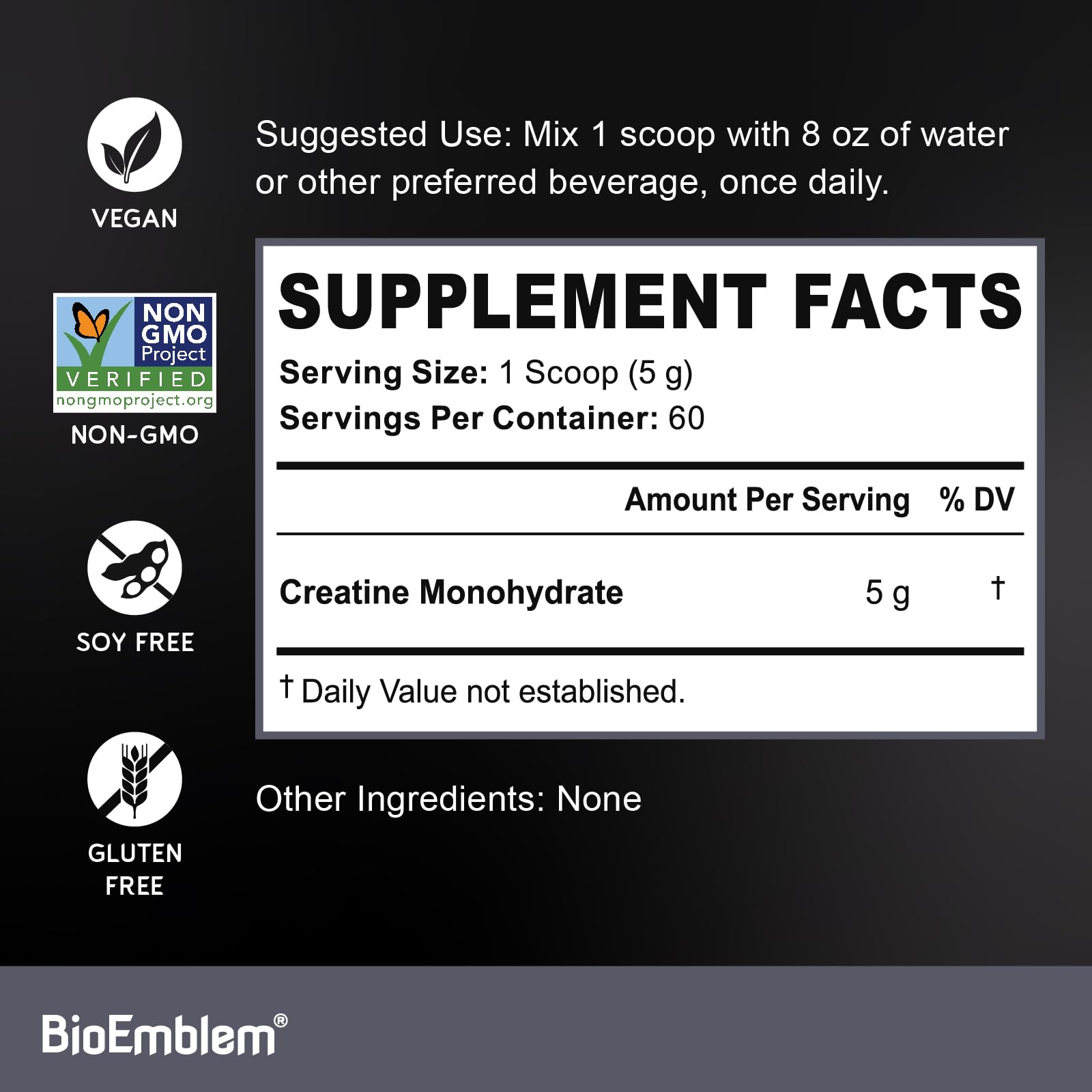 BioEmblem mezcla de creatina en batido proteico para recuperación