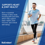 BioEmblem etiqueta ampliada con lista de EPA, DHA y vitamina D3 visible