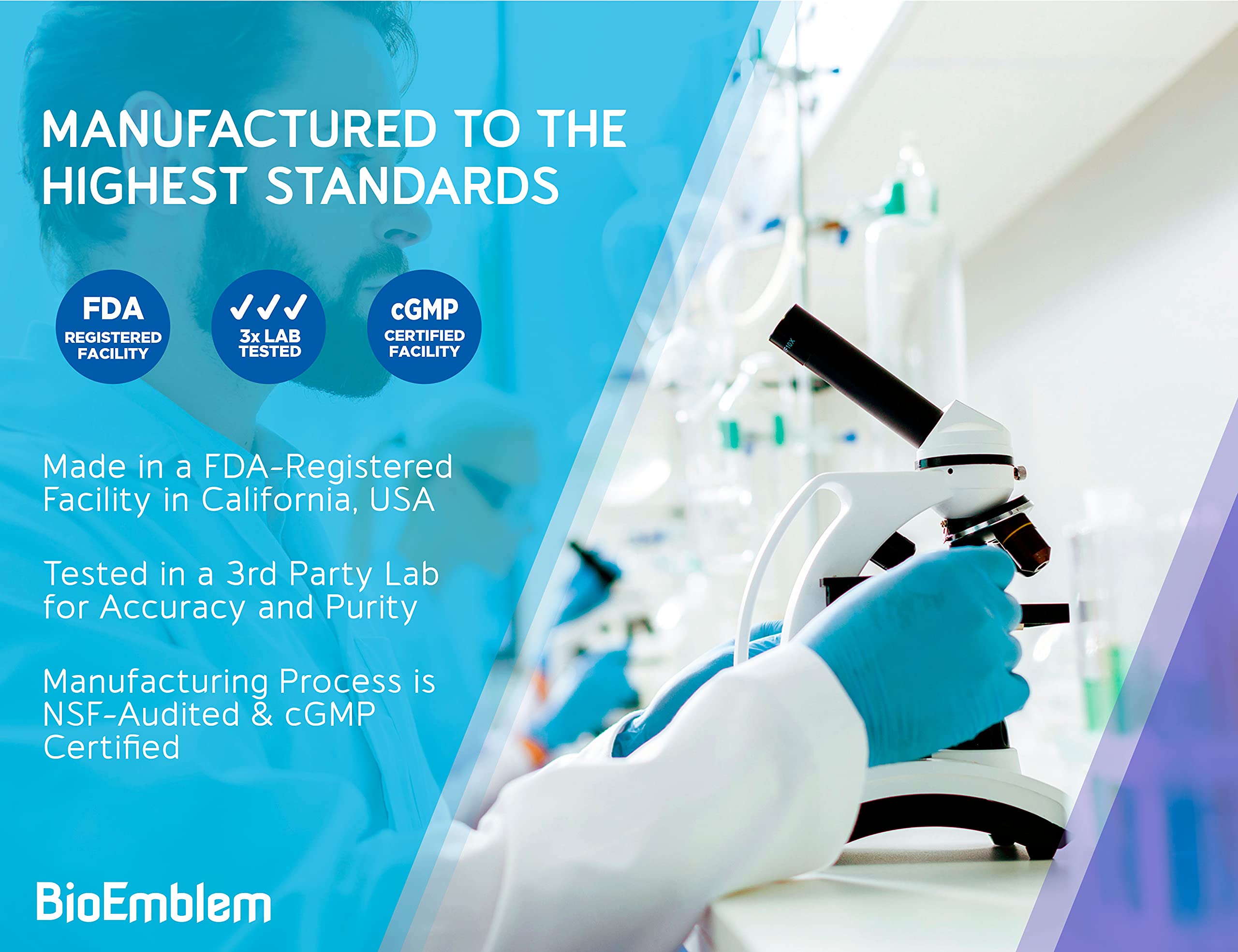 BioEmblem etiqueta con información nutricional y certificaciones de calidad