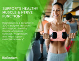 BioEmblem etiqueta nutricional legible mostrando 300 mg de magnesio por porción