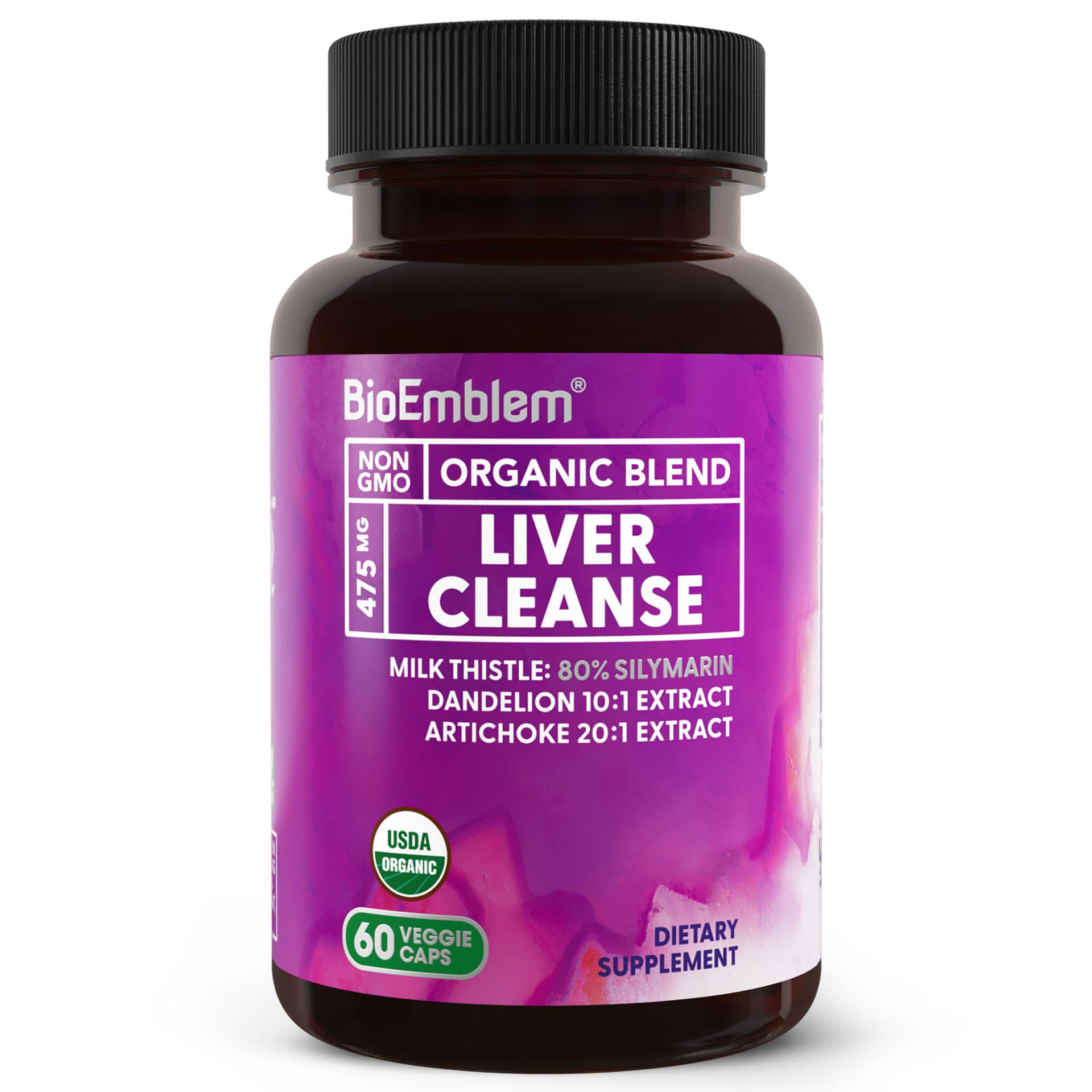 BioEmblem frente del envase mostrando sello USDA Organic y beneficios visibles