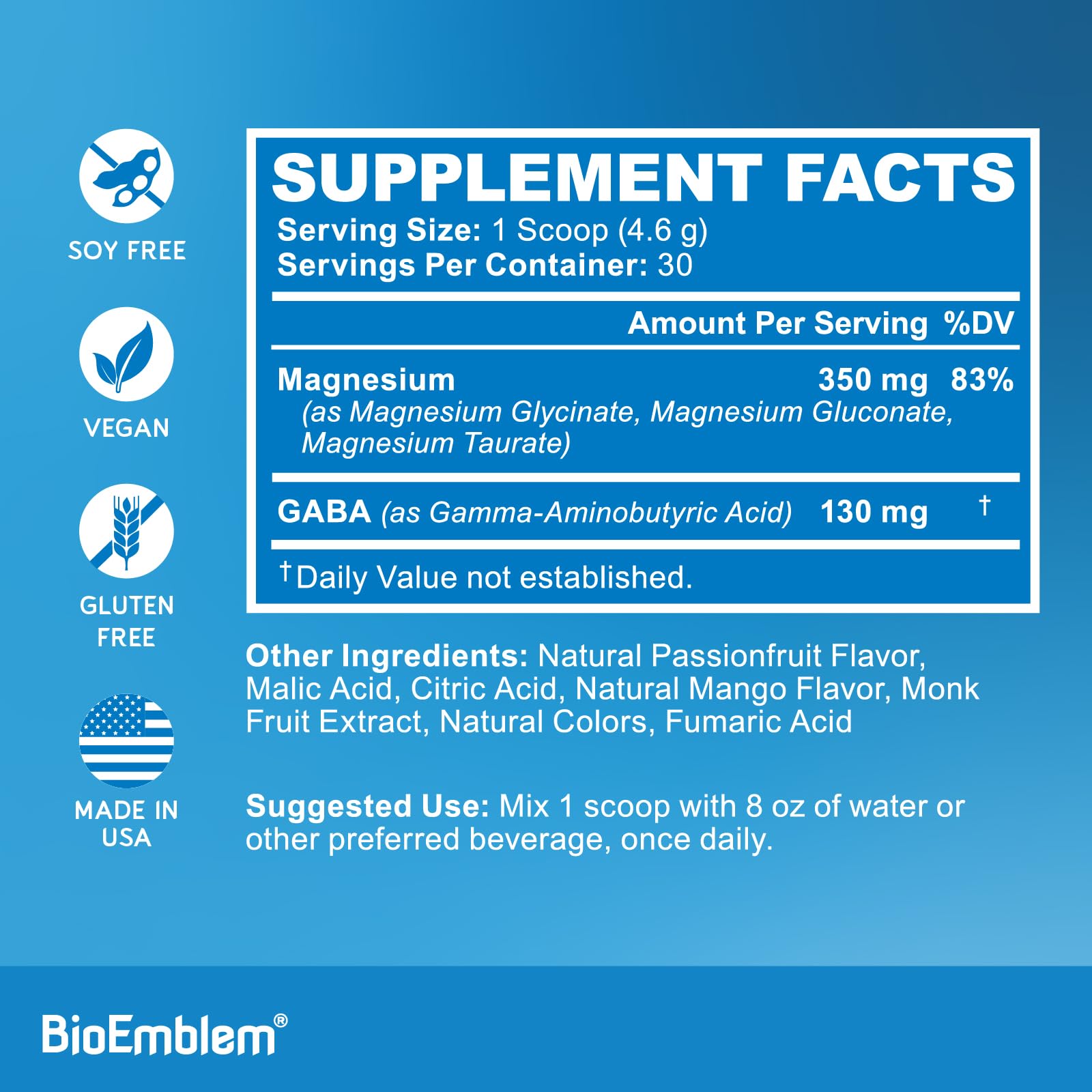 BioEmblem ingredientes naturales maracuyá y mango, enfoque en sabores y origen vegetal