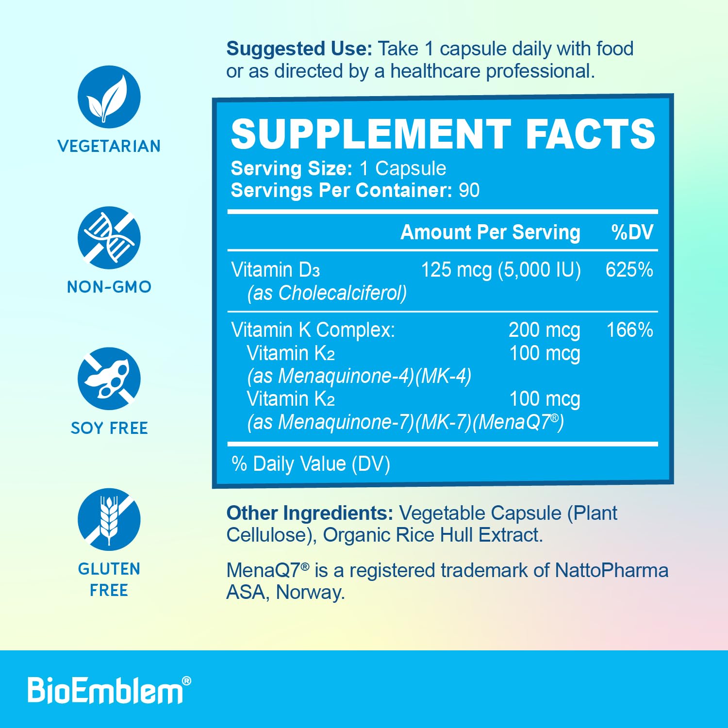 BioEmblem frasco junto a vaso y rutina diaria de suplementos