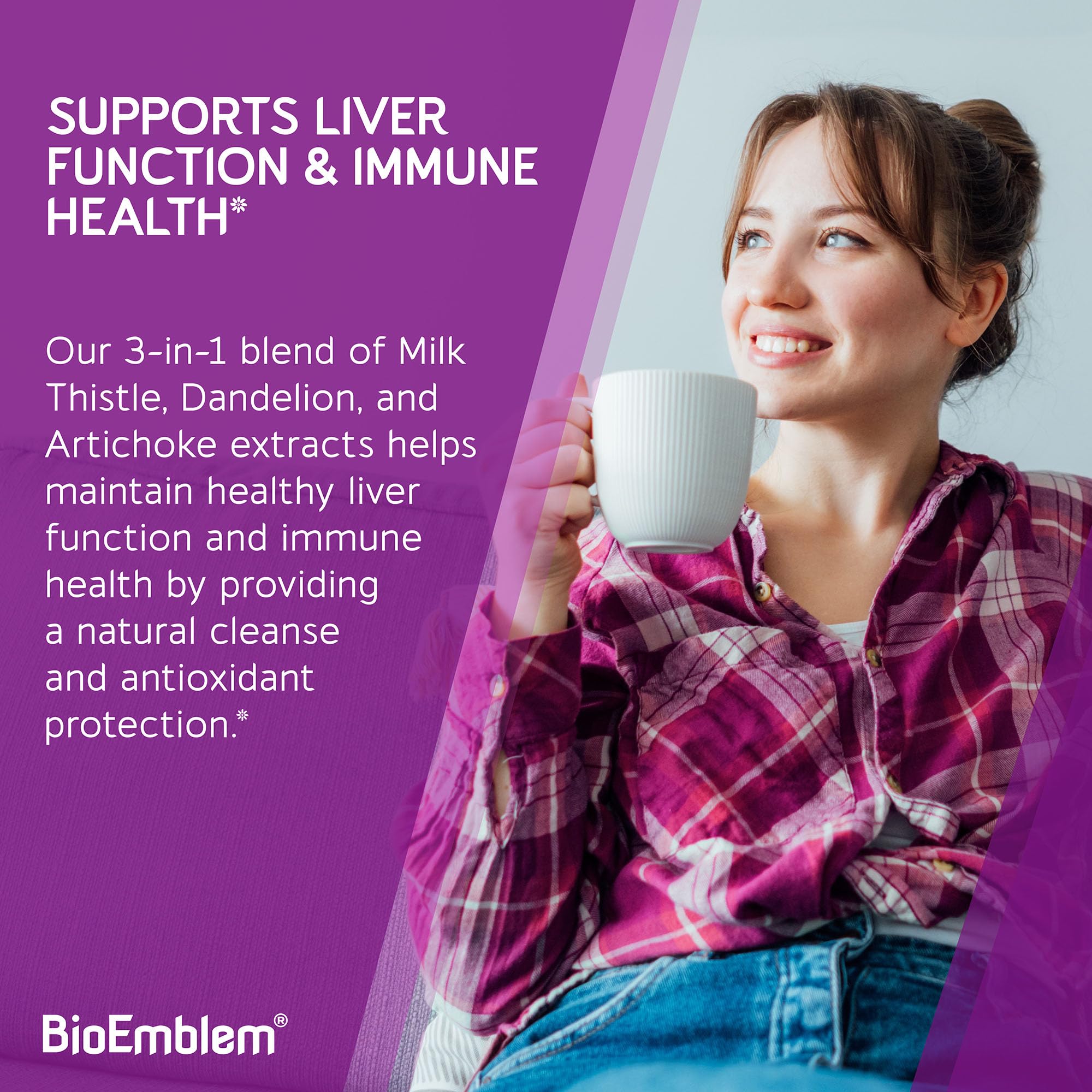 BioEmblem cápsulas junto a alimentos que favorecen la digestión, promoviendo bienestar