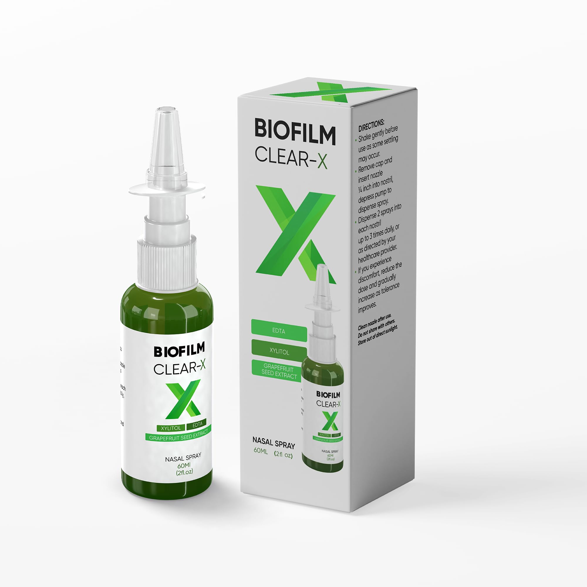BioFilm Clear frontal del envase mostrando etiqueta y tamaño práctico
