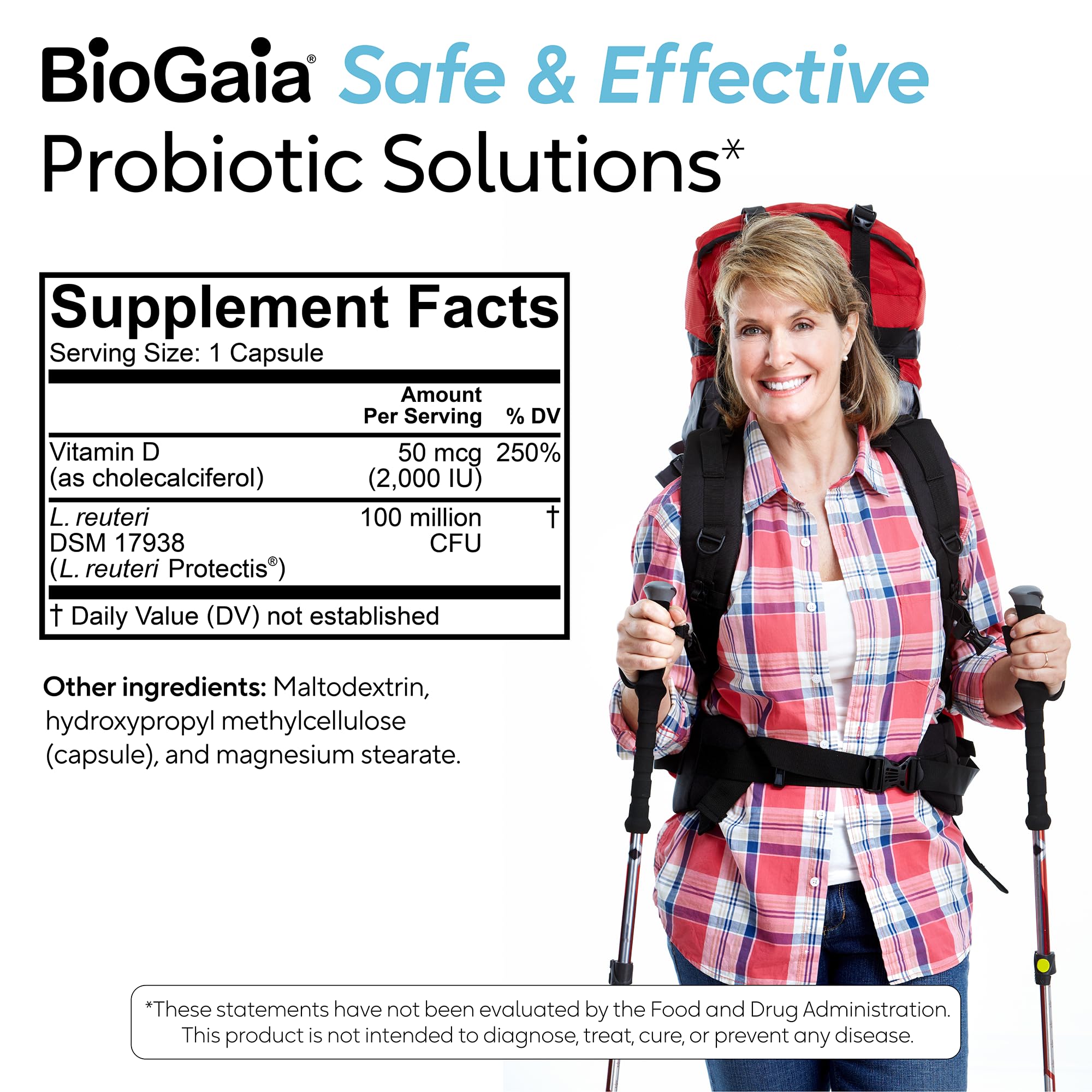 BioGaia frasco en contexto doméstico saludable, sugiere inclusión en estilo de vida diario