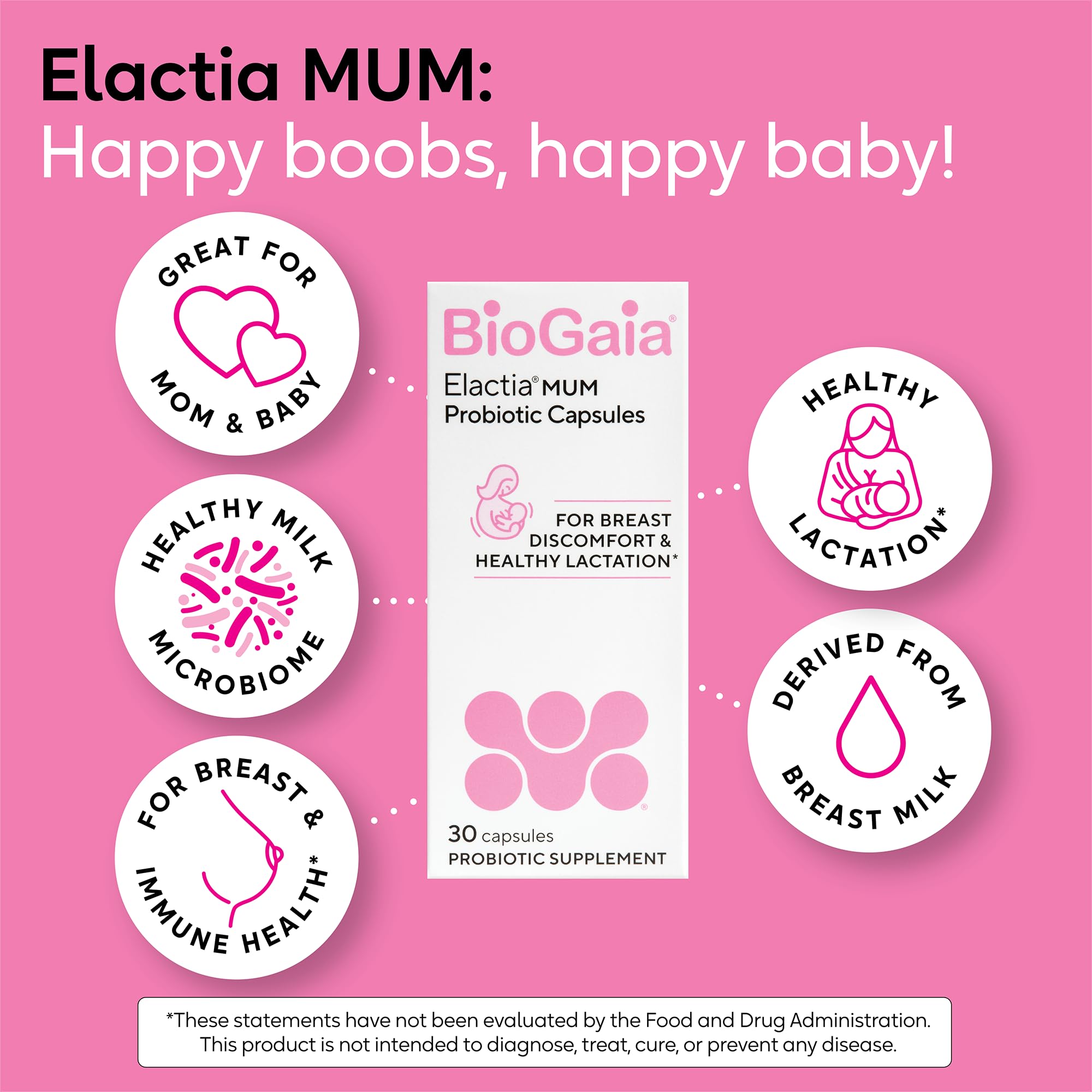 BioGaia Elactia envase abierto mostrando 30 cápsulas para un mes