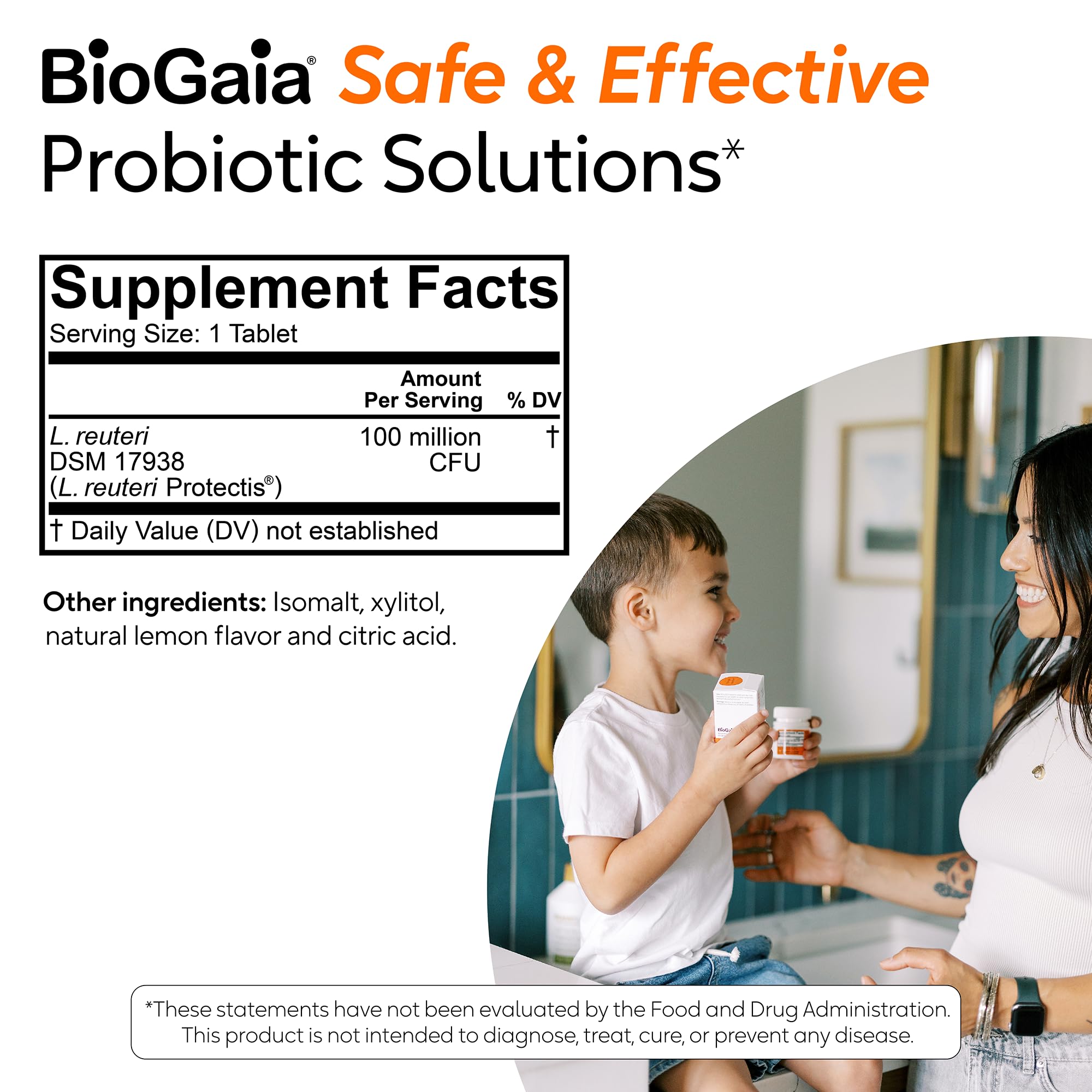 BioGaia empaque lateral con instrucciones y recomendaciones de conservación