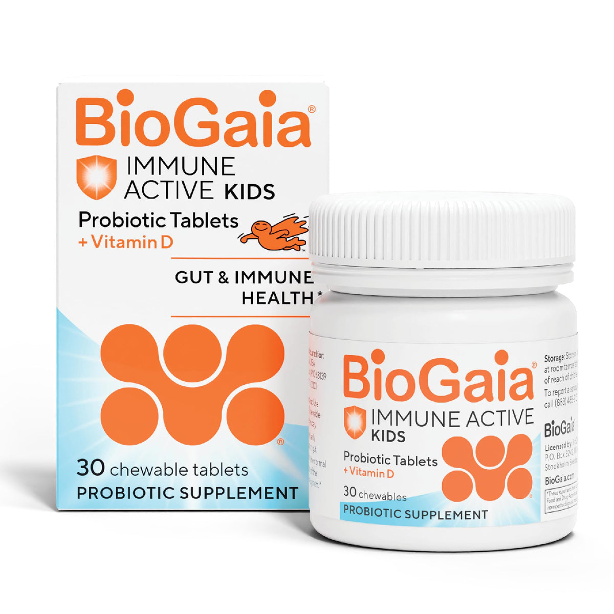 BioGaia frente del empaque mostrando beneficio digestivo y vitamina D