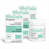 BioGaia producto frente del empaque mostrando el pack de tres beneficiando la salud oral