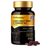BioHarmony frasco frontal mostrando el diseño y conteo de 60 cápsulas, transmite confianza