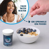BIOHM cápsula junto a un desayuno para sugerir toma diaria con comida
