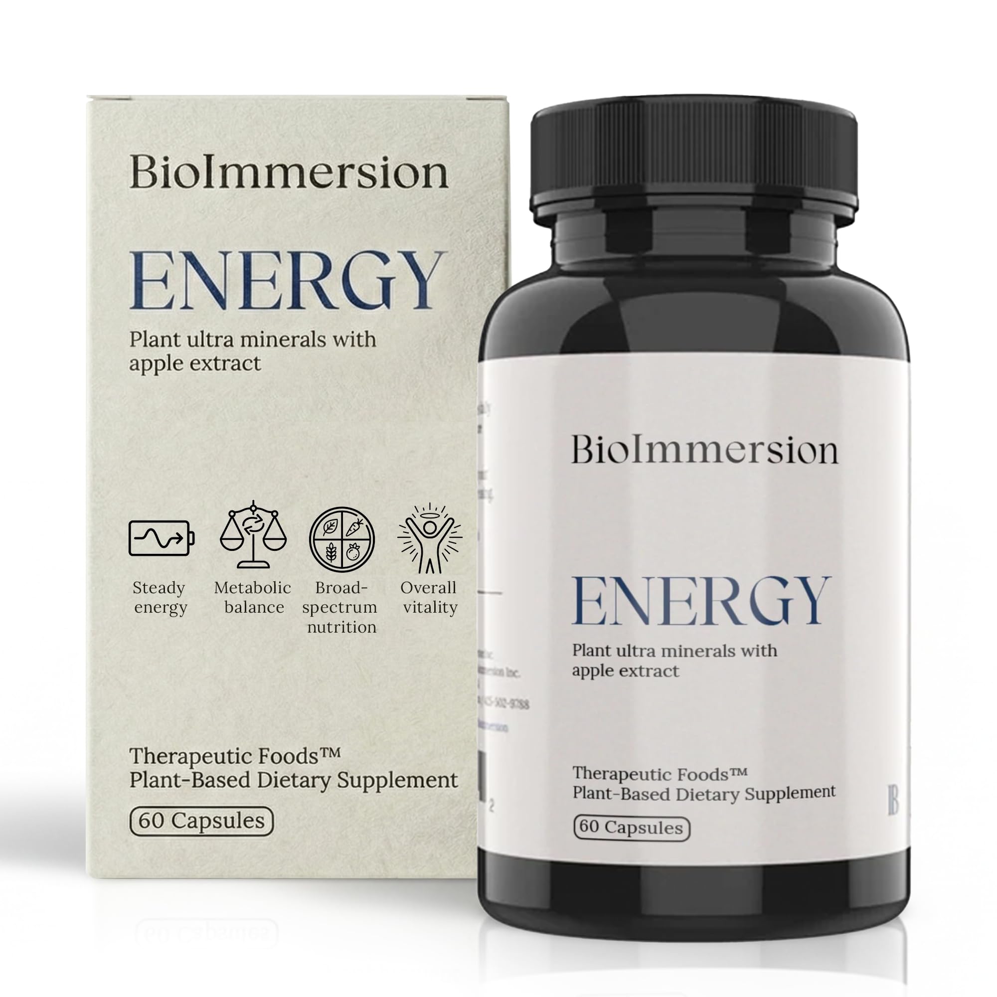 BioImmersion frasco frontal mostrando etiqueta clara y beneficio energético
