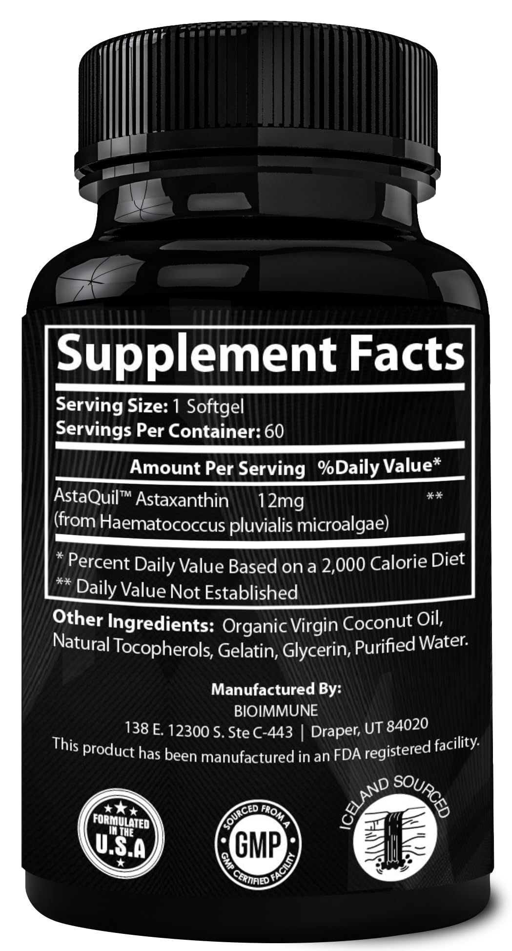 BioImmune botella abierta con softgels para visualizar cantidad