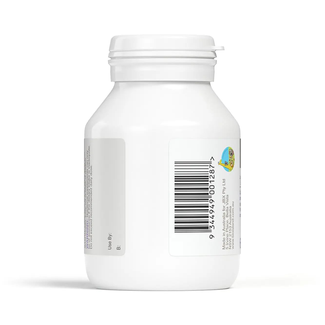 Bioisland Lysine tableta en mano para comparar tamaño y dosificación visual