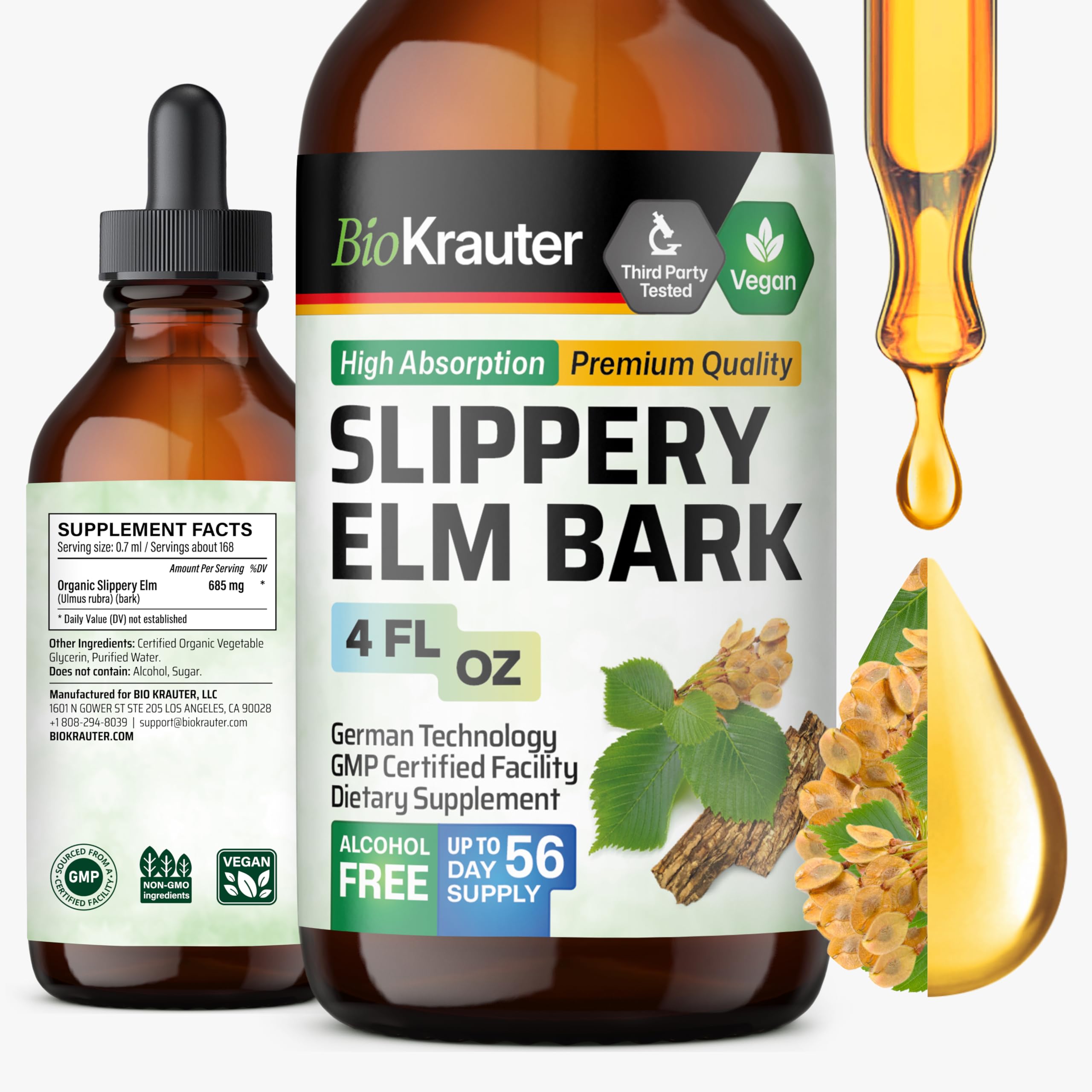 BIO KRAUTER frasco frontal claro mostrando etiqueta y capacidad, beneficio conveniencia