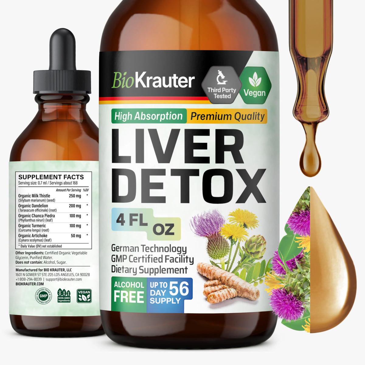 BIO KRAUTER botella frontal mostrando etiqueta clara y beneficios