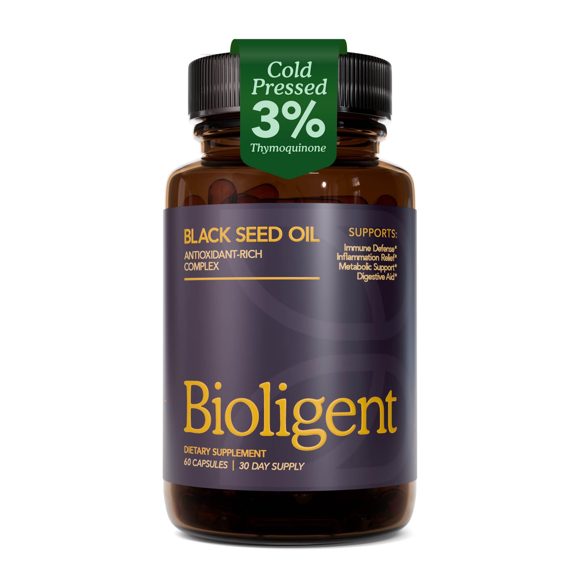 BIOLIGENT frente del envase mostrando la marca y formato de 60 cápsulas, confianza de calidad