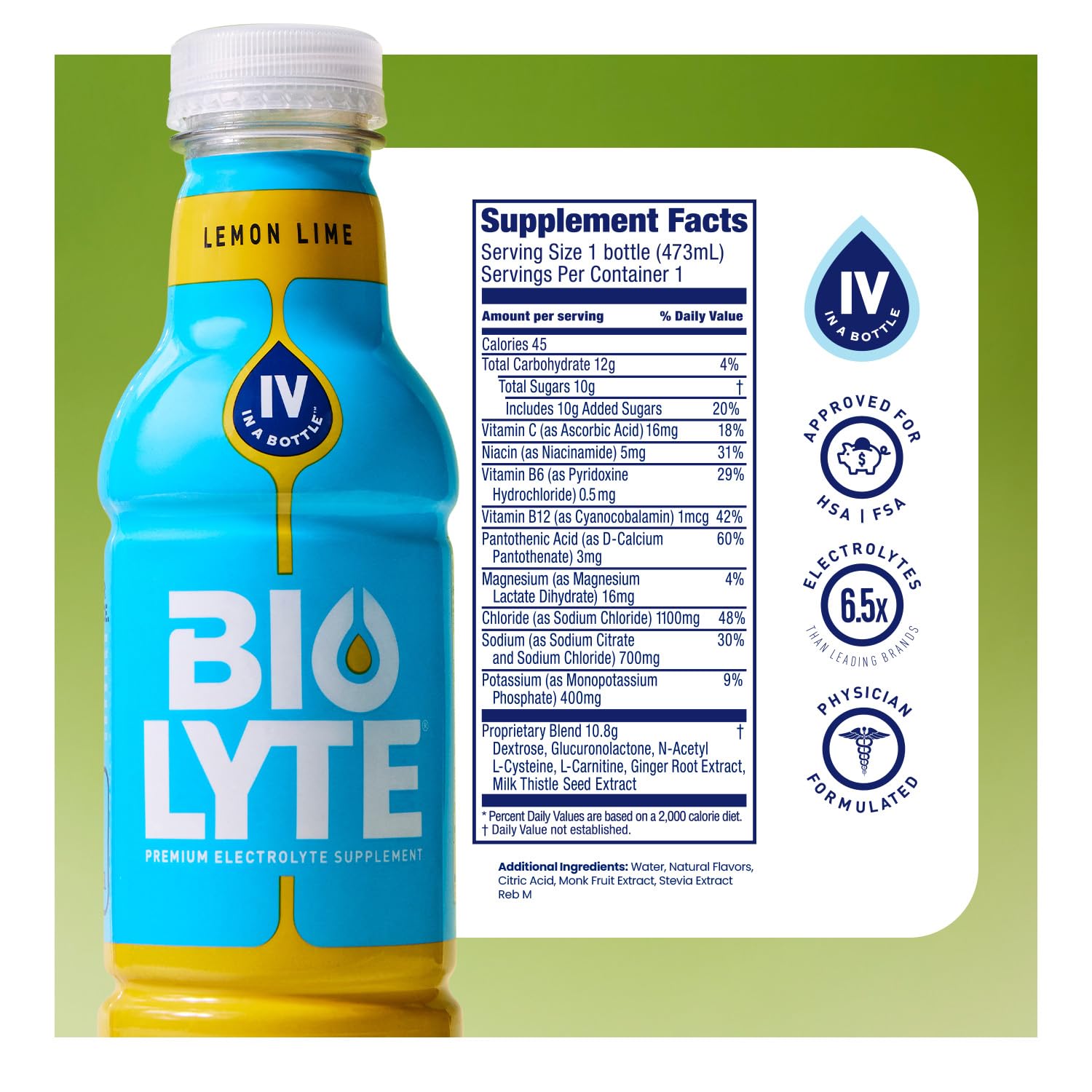 BIOLYTE pack de 12 botellas empaquetadas, reserva para rehidratación continua