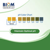 Biom Probiotics etiqueta del frasco destacando ingredientes naturales y beneficios