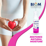 Biom Probiotics textura de la espuma demostrando aplicación suave y absorción