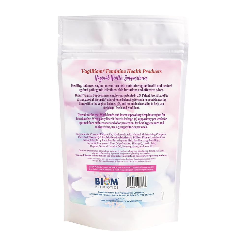 Biom Probiotics supositorio en primer plano mostrando textura y comodidad