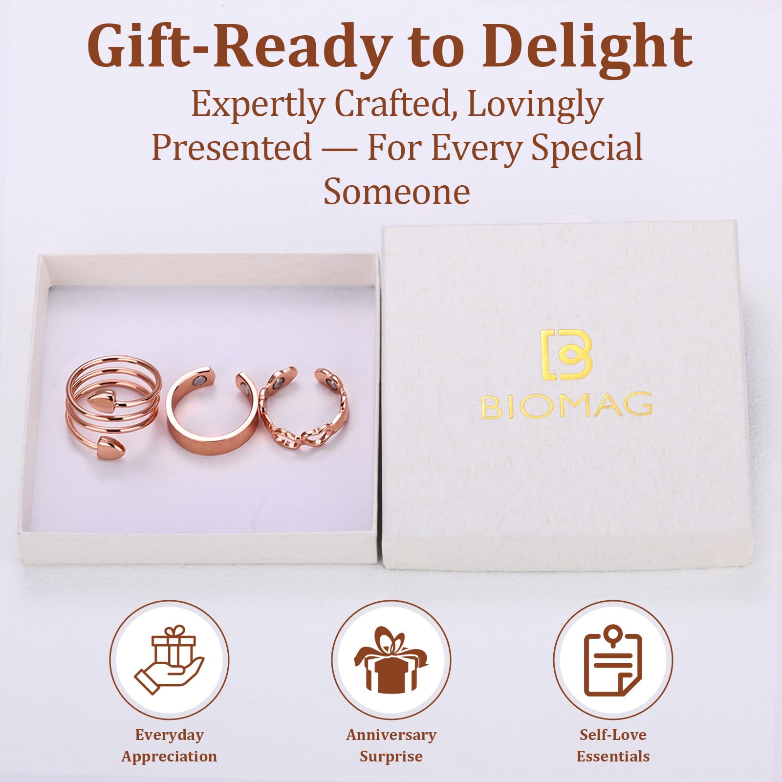 BioMag anillos en escena de regalo dentro de su estuche elegante